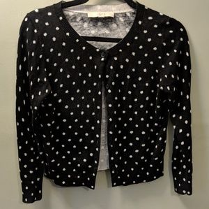 Black and white polka dot cropped cardigan